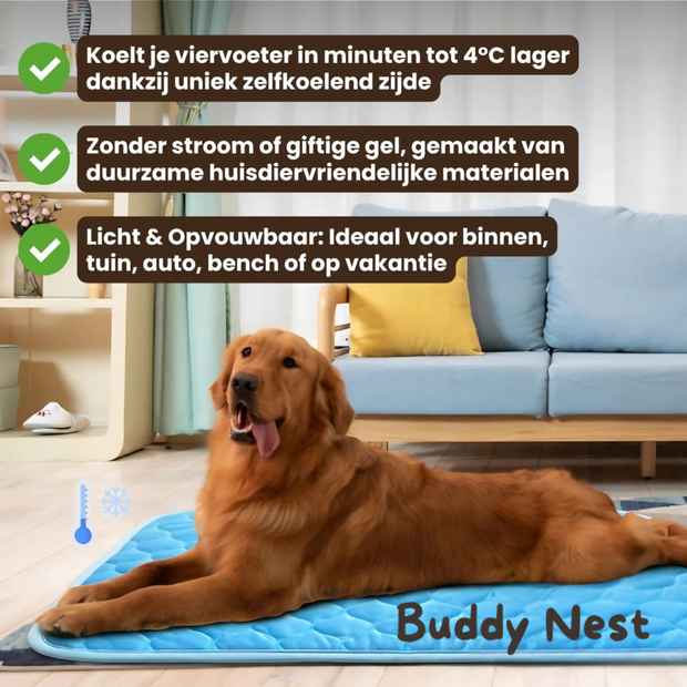 BuddyNest CoolSleep - Zelfkoelende Ligmat voor Huisdieren