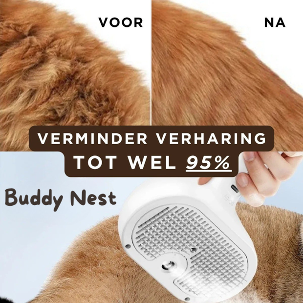 BuddyNest SteamBrush - Professionele Vachtverzorgings Borstel voor Huisdieren