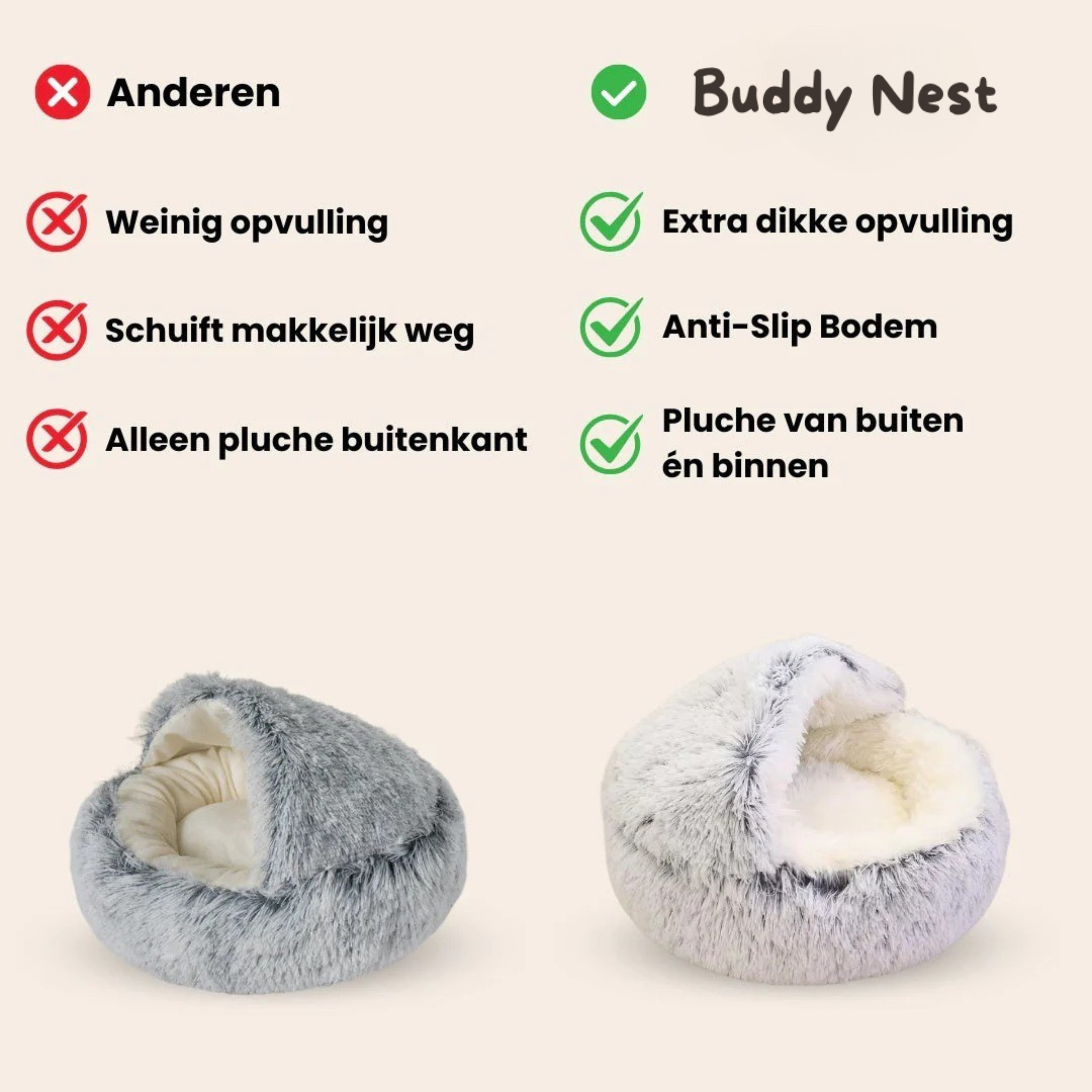 BuddyNest Luxe Slaapnest - Voor Katten & Kleine Honden
